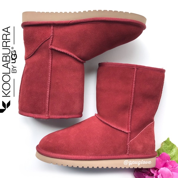 UGG Shoes - KOOLABURRA By UGG Koola Short Red Leather Faux Fur Shearling Lined Boots 8